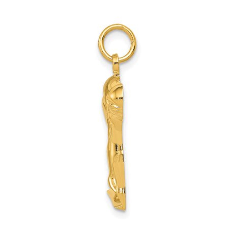 14k Yellow Gold Sprinter Pendant in Starting Position, Motivational Track and Field Charm