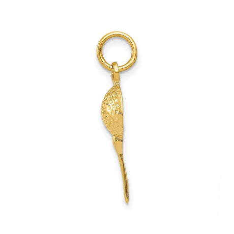14k Yellow Gold Golf Ball on Tee Pendant, Realistic Sports Charm for Golfers