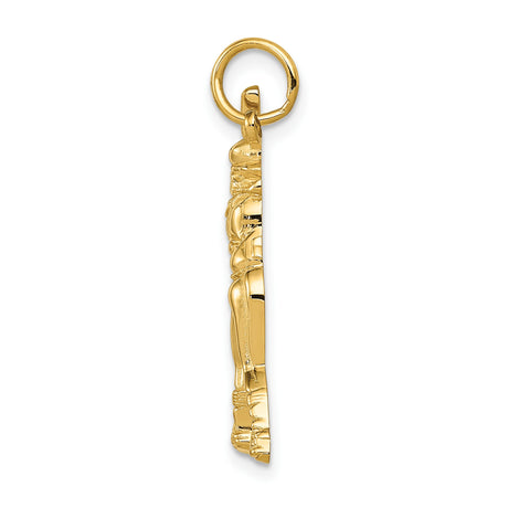 14k Yellow Gold Softball Player Pendant with Female Athlete in Batting Stance