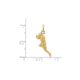 14k Yellow Gold Football Player Pendant with Detailed Athlete in Motion Design