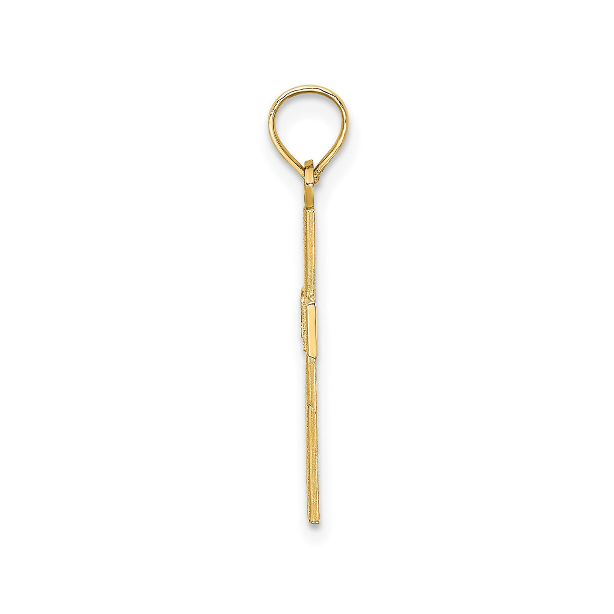 14k Yellow Gold Latin Cross Pendant with Textured Design, Christian RN Jewelry for Men and Women