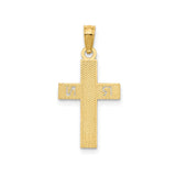 14k Yellow Gold Latin Cross Pendant with Textured Design, Christian RN Jewelry for Men and Women