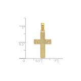 14k Yellow Gold Latin Cross Pendant with Textured Design, Christian RN Jewelry for Men and Women