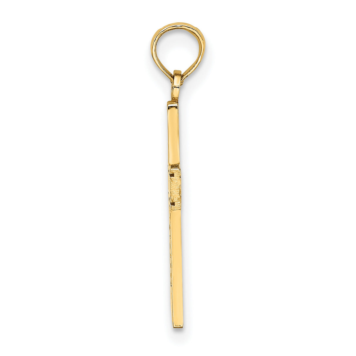 Nurse Word On Polished Latin Cross Charm Pendant in Real 14k Yellow Gold