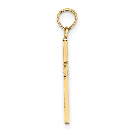 Nurse Word On Polished Latin Cross Charm Pendant in Real 14k Yellow Gold