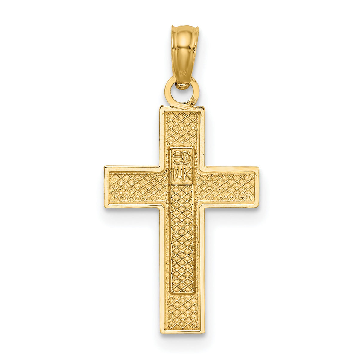 Nurse Word On Polished Latin Cross Charm Pendant in Real 14k Yellow Gold
