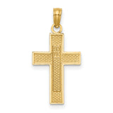 Nurse Word On Polished Latin Cross Charm Pendant in Real 14k Yellow Gold