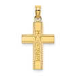 Nurse Word On Polished Latin Cross Charm Pendant in Real 14k Yellow Gold