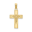 14k Yellow Gold RN Cross Pendant with Caduceus Medical Symbol, Christian Nursing Jewelry
