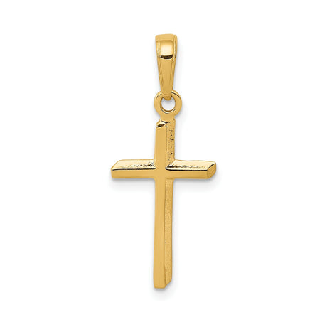 14k Yellow Gold Cross Pendant, High Polish Latin Design, Unisex Religious Charm