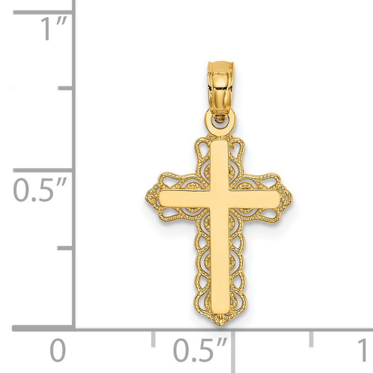 Budded Cross Charm Pendant in Real 14k Yellow Gold