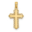 Budded Cross Charm Pendant in Real 14k Yellow Gold