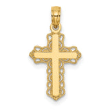 Budded Cross Charm Pendant in Real 14k Yellow Gold