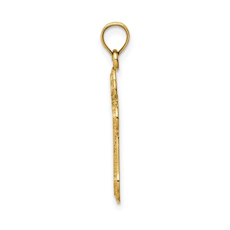 14k Yellow Gold Cross Pendant with Budded Floral Edge Openwork Design for Men and Women