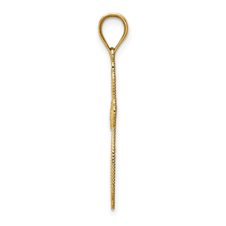 14k Yellow Gold Budded Cross Pendant with Openwork Design, Vintage Religious Style