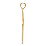 14k Yellow Gold Cross Pendant with Beveled Edge and Sandblasted Flared Design for Men and Women
