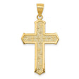 14k Yellow Gold Cross Pendant with Beveled Edge and Sandblasted Flared Design for Men and Women