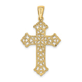 Cut-out Budded Cross Charm Pendant in Real 14k Yellow Gold