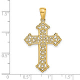 Cut-out Budded Cross Charm Pendant in Real 14k Yellow Gold