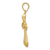 Fleur De Lis Cross With Rhodium Accents Charm Pendant in Real 14k Multi-Tone Gold