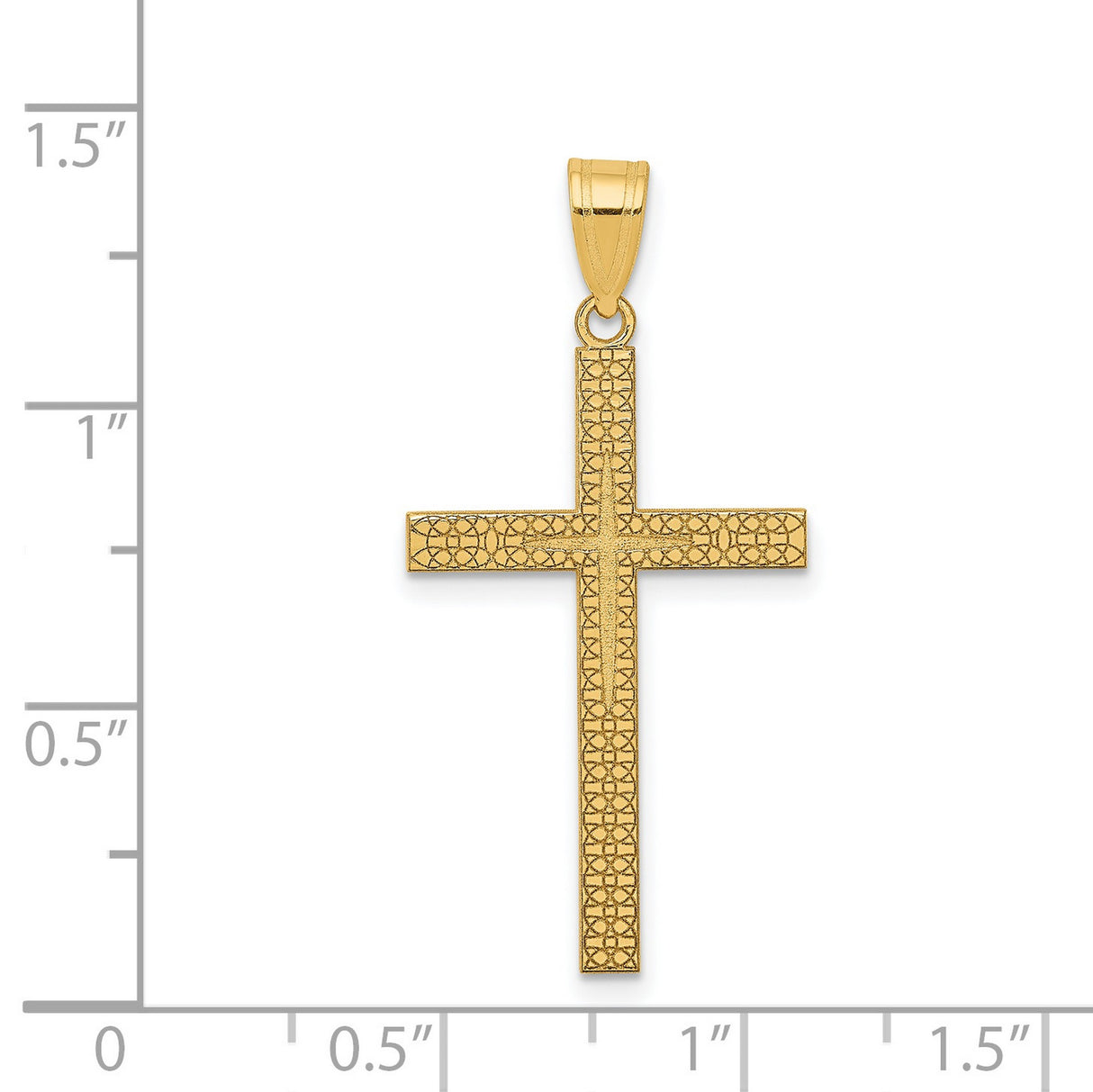 Diamond-Cut Latin Cross Charm Pendant in Real 14k Yellow Gold