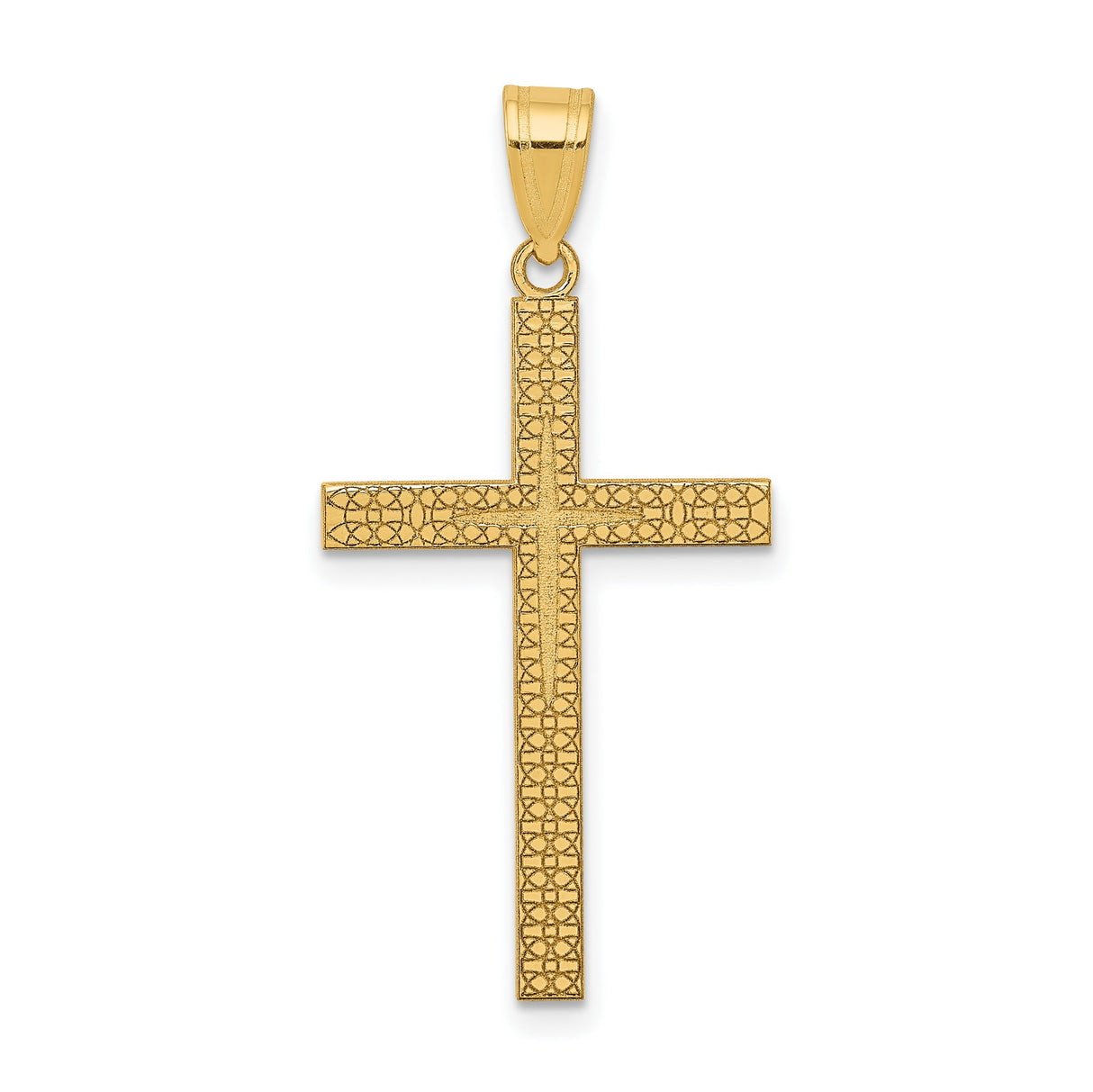 Diamond-Cut Latin Cross Charm Pendant in Real 14k Yellow Gold