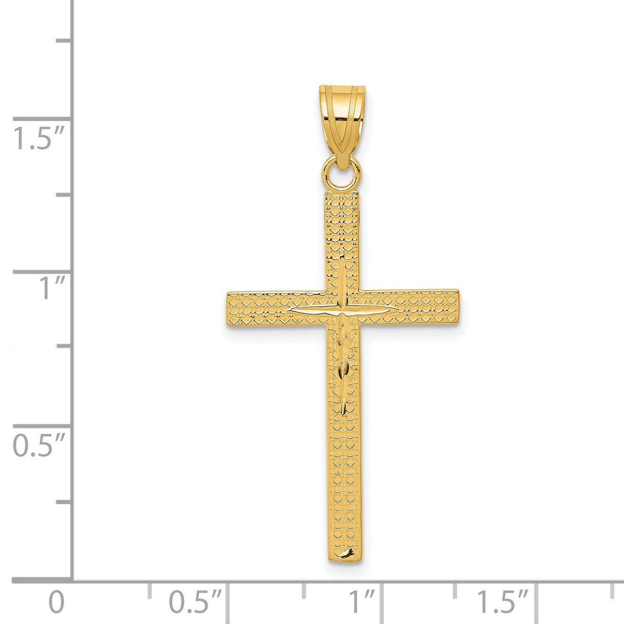 Diamond-Cut Latin Cross Charm Pendant in Real 14k Yellow Gold