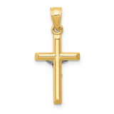 Hollow Latin Crucifix Charm Pendant in Real 14k Multi-Tone Gold