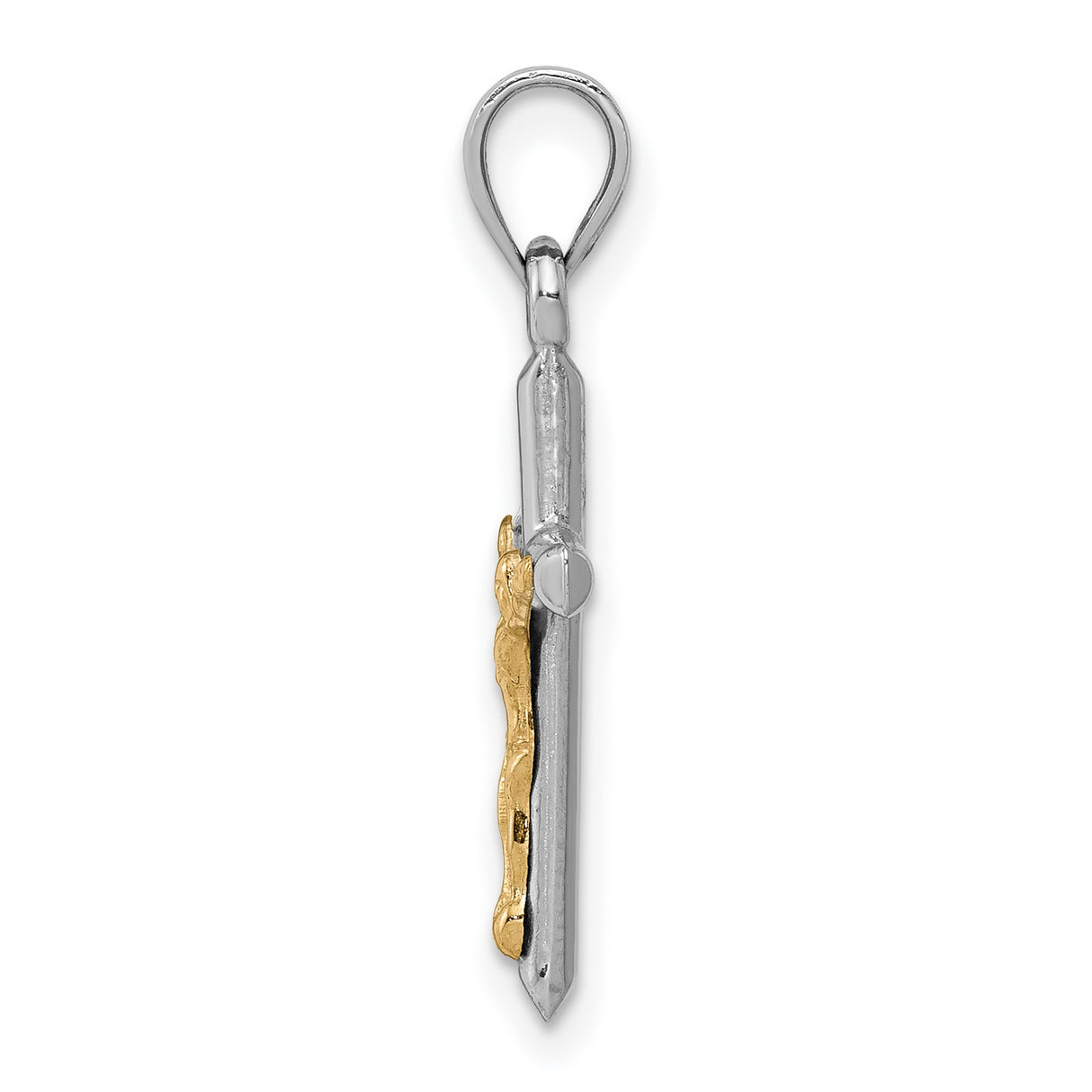 Hollow Latin Crucifix Charm Pendant in Real 14k Multi-Tone Gold