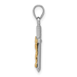 Hollow Latin Crucifix Charm Pendant in Real 14k Multi-Tone Gold