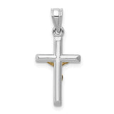 Hollow Latin Crucifix Charm Pendant in Real 14k Multi-Tone Gold