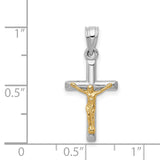 Hollow Latin Crucifix Charm Pendant in Real 14k Multi-Tone Gold