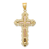 Passion Crucifix Charm Pendant in Real 14k Multi-Tone Gold