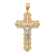 Passion Crucifix Charm Pendant in Real 14k Multi-Tone Gold