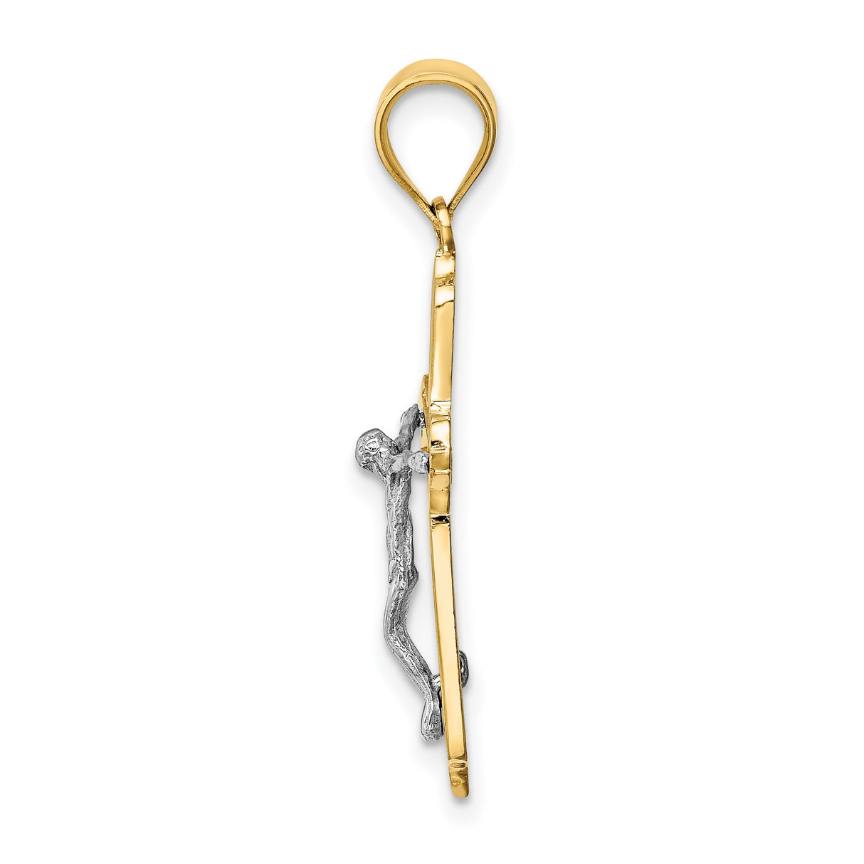 Textured Passion Crucifix Charm Pendant in Real 14k Multi-Tone Gold
