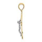 Textured Passion Crucifix Charm Pendant in Real 14k Multi-Tone Gold