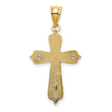 Textured Passion Crucifix Charm Pendant in Real 14k Multi-Tone Gold