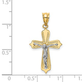 Textured Passion Crucifix Charm Pendant in Real 14k Multi-Tone Gold