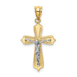 Textured Passion Crucifix Charm Pendant in Real 14k Multi-Tone Gold
