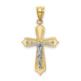 Textured Passion Crucifix Charm Pendant in Real 14k Multi-Tone Gold