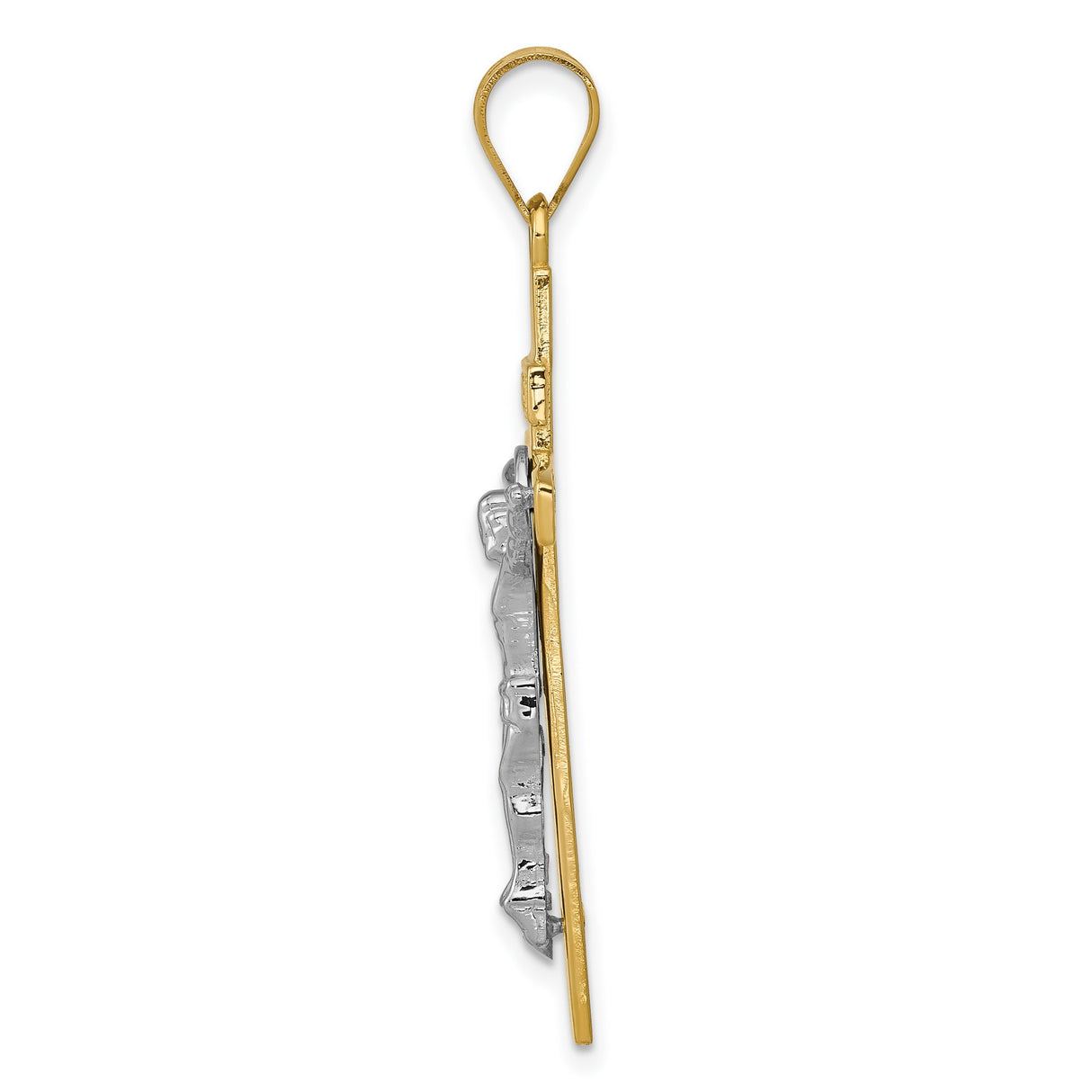 INRI Latin Crucifix Charm Pendant in Real 14k Multi-Tone Gold