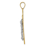 INRI Latin Crucifix Charm Pendant in Real 14k Multi-Tone Gold