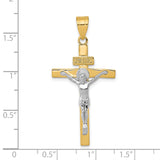 INRI Latin Crucifix Charm Pendant in Real 14k Multi-Tone Gold