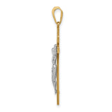 INRI Latin Crucifix Charm Pendant in Real 14k Multi-Tone Gold