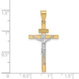 INRI Latin Crucifix Charm Pendant in Real 14k Multi-Tone Gold