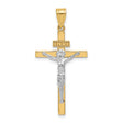 INRI Latin Crucifix Charm Pendant in Real 14k Multi-Tone Gold