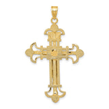 INRI Fleur De Lis Crucifix Charm Pendant in Real 14k Multi-Tone Gold