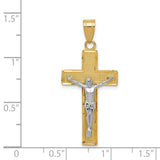 Textured Latin Crucifix Charm Pendant in Real 14k Multi-Tone Gold