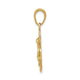14k Yellow Gold Anchor Crucifix Pendant with Jesus Religious Nautical Cross Charm