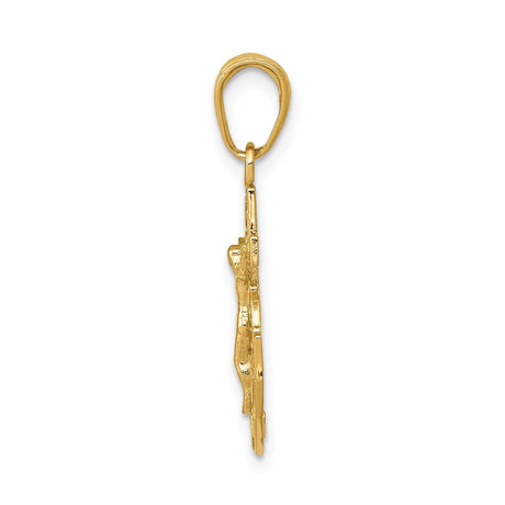 14k Yellow Gold Anchor Crucifix Pendant with Jesus Religious Nautical Cross Charm